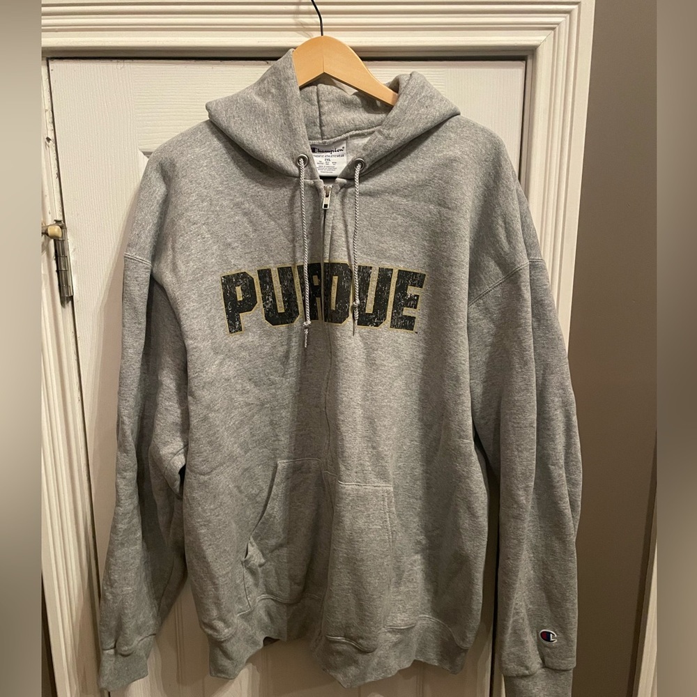 Grey Full-Zip Purdue Hooded Sweatshirt